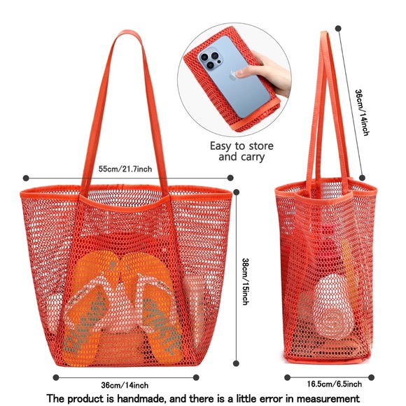 Mesh Large Tote-Orange - Picture 2 of 6